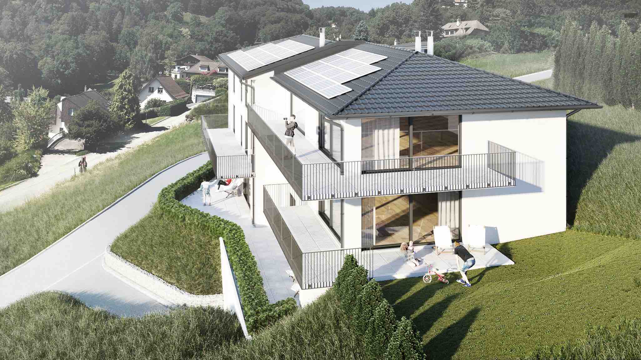 Terrasse de la Résidence Manta à Jongny